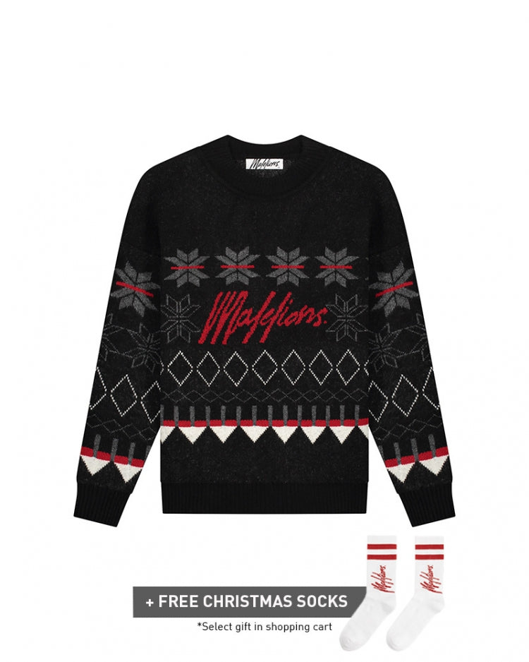 Malelions Men Christmas Sweater | Black/Red