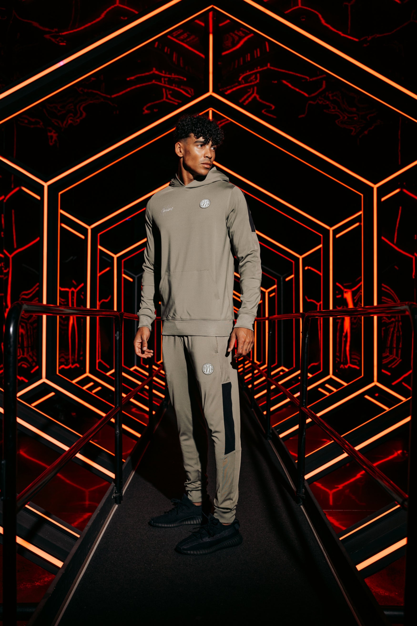 Malelions Sport Transfer Hooded Tracksuit | Moss Grey/Black