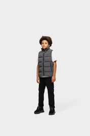 Malelions Junior Matt Crinkle Padded Vest | Anthracite