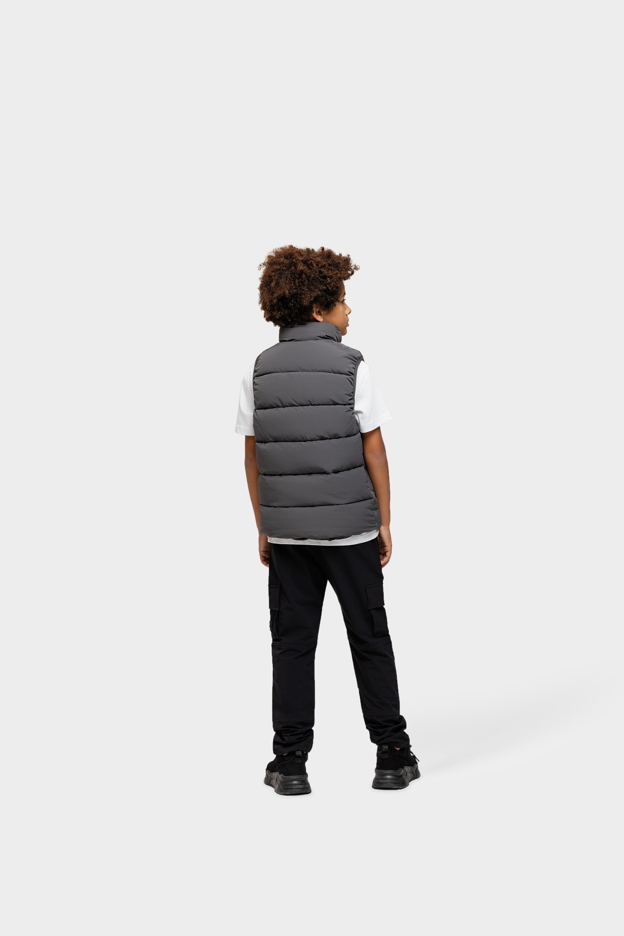 Malelions Junior Matt Crinkle Padded Vest | Anthracite