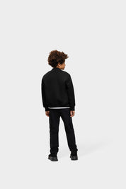 Malelions Junior Clean Varsity Jacket | Black/White