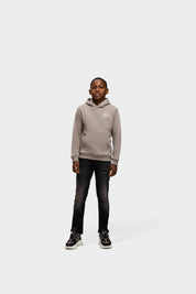 Malelions Junior Striped Signature Hoodie | Gray Brown/Off White