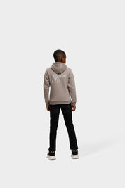 Malelions Junior Striped Signature Hoodie | Gray Brown/Off White