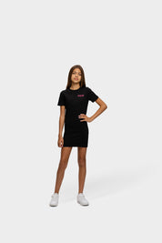 Malelions Junior Girls Paradise T-Shirt Dress | Black/Hot Pink