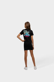 Malelions Junior Girls Paradise T-Shirt Dress | Black/Hot Pink