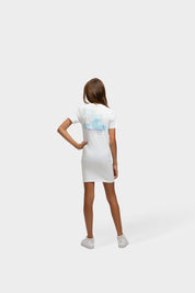 Malelions Junior Girls Paradise T-Shirt Dress | White/Vista Blue