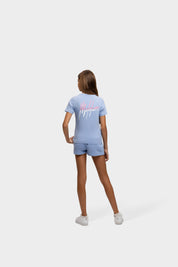 Malelions Junior Mädchen Kiki T-Shirt | Vista Blau/Hellrosa