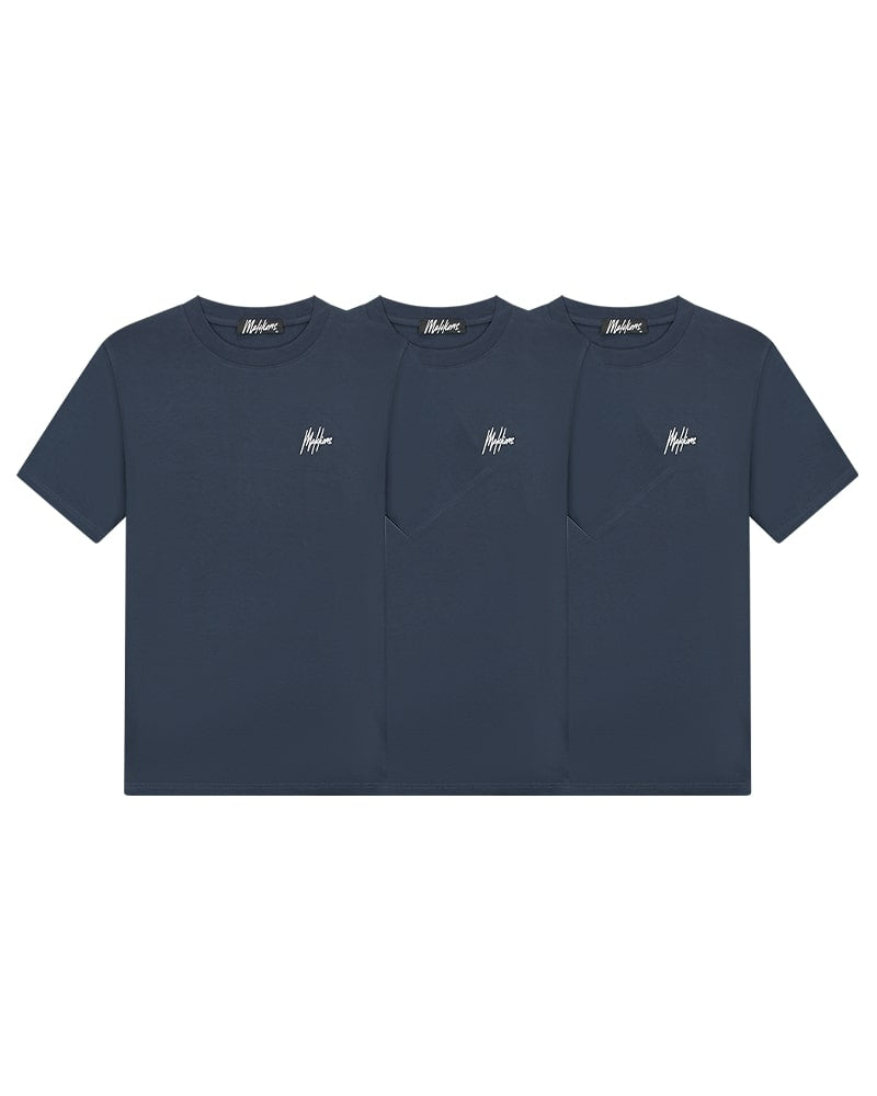  Malelions Men Signature T-Shirt 3-Pack | Navy