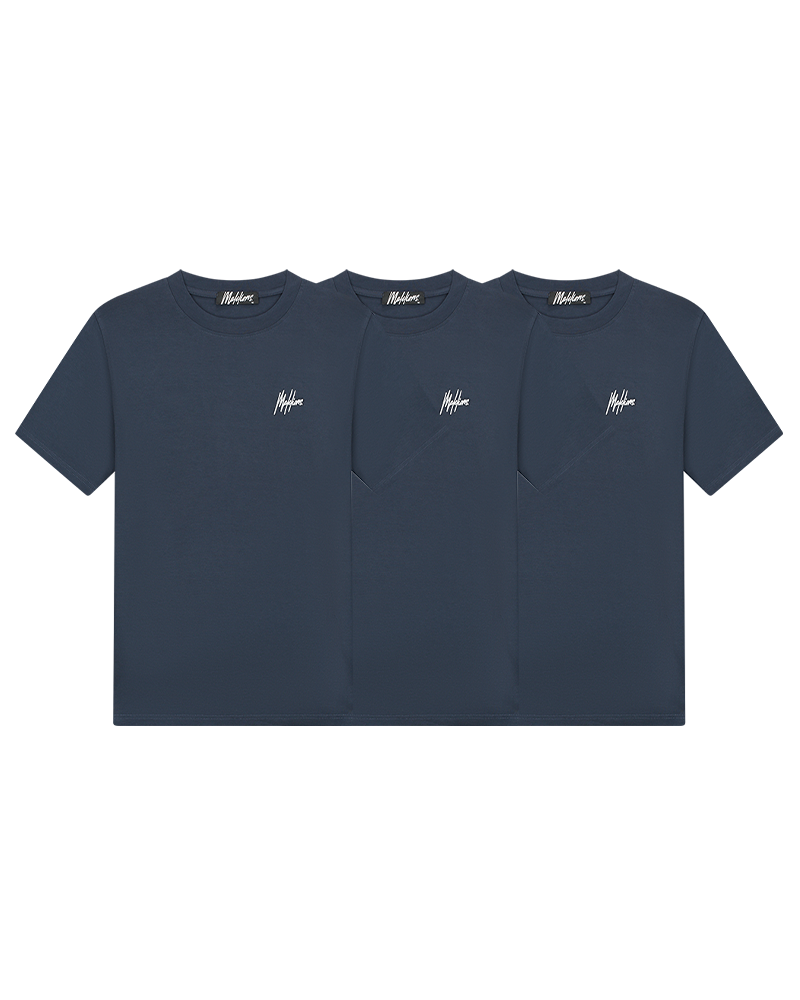 Malelions Small Signature T-Shirt 3-Pack | Navy/Navy/Navy