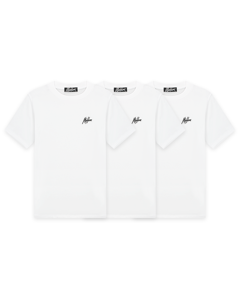 Malelions Small Signature T-Shirt 3-Pack | White/White/White