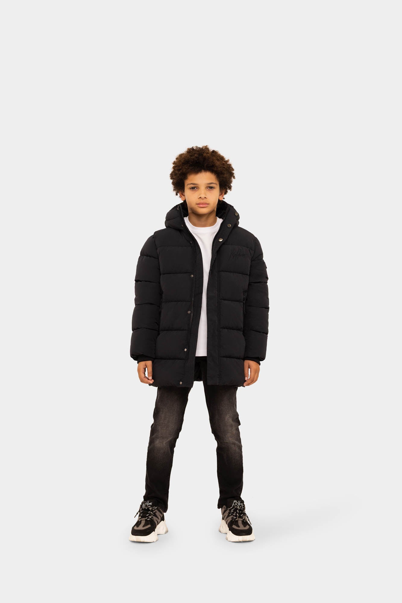 Malelions Junior Mid Length Puffer Jacket | Black