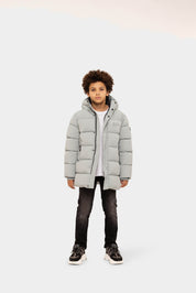 Malelions Junior Mid Length Puffer Jacket | Aqua Grey