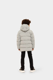 Malelions Junior Mid Length Puffer Jacket | Aqua Grey