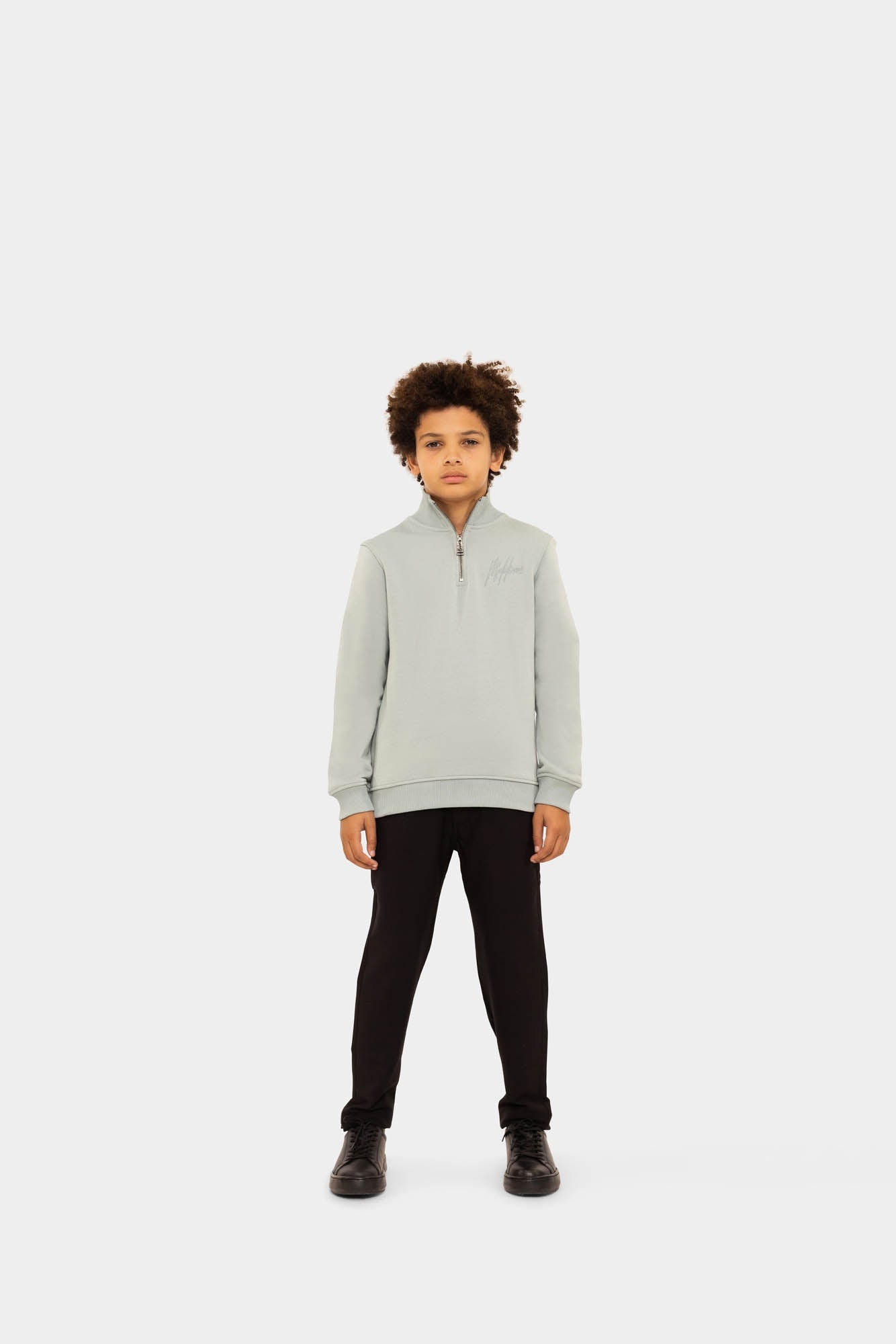 Malelions Junior Turtle Half Zip Sweater | Aqua Grey