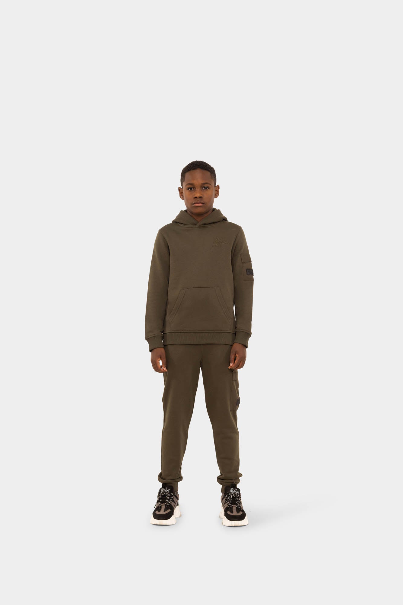 Malelions Junior Nylon-Kapuzenpullover mit Tasche | Moosgrün