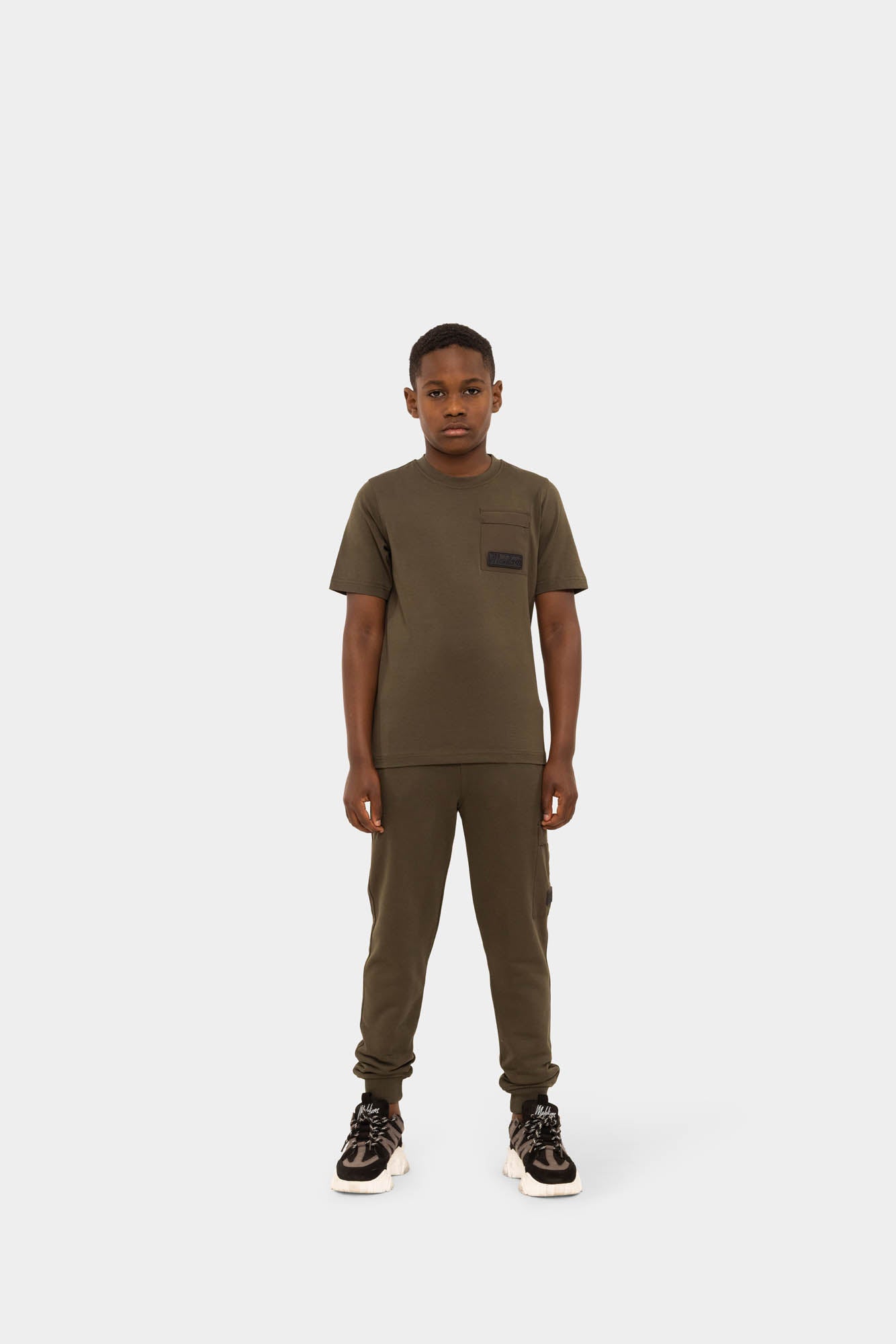 Malelions Junior Nylon-T-Shirt mit Tasche | Moosgrün