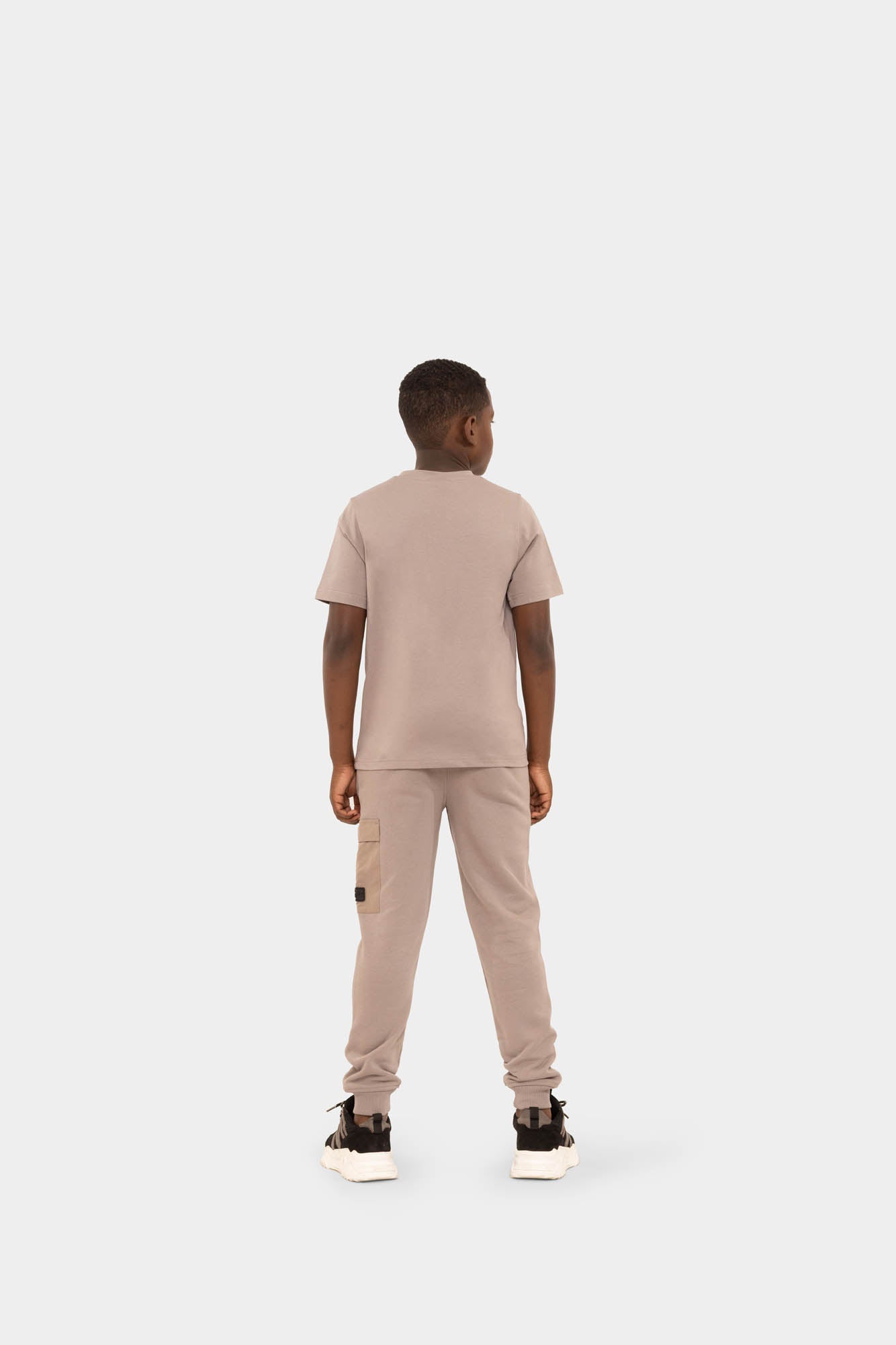 Malelions Junior Nylon-T-Shirt mit Tasche | Graubraun