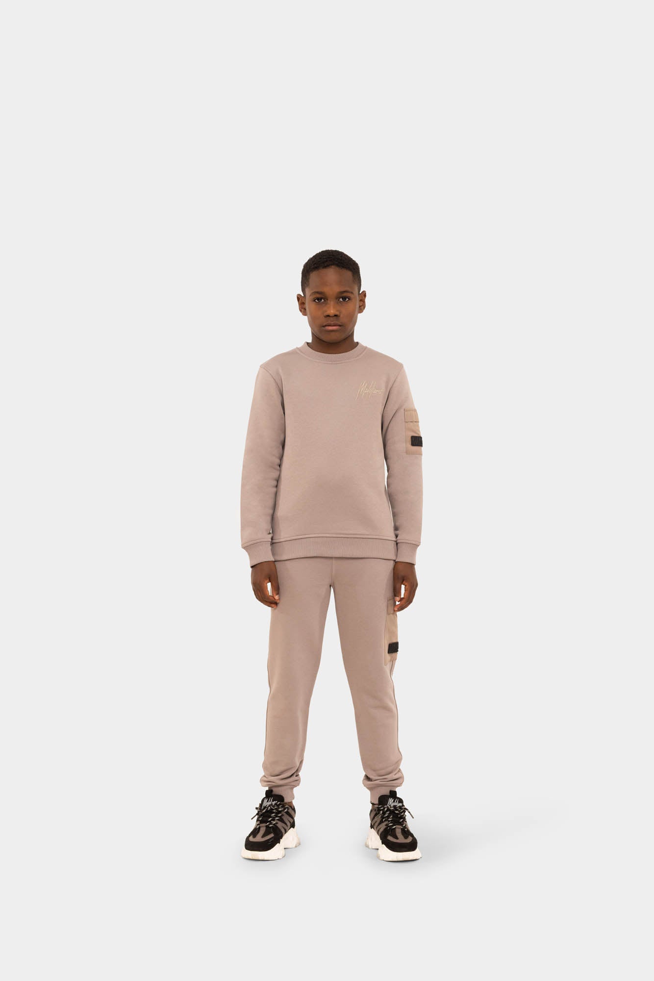 Malelions Junior Nylon Pocket Sweater | Grey Brown