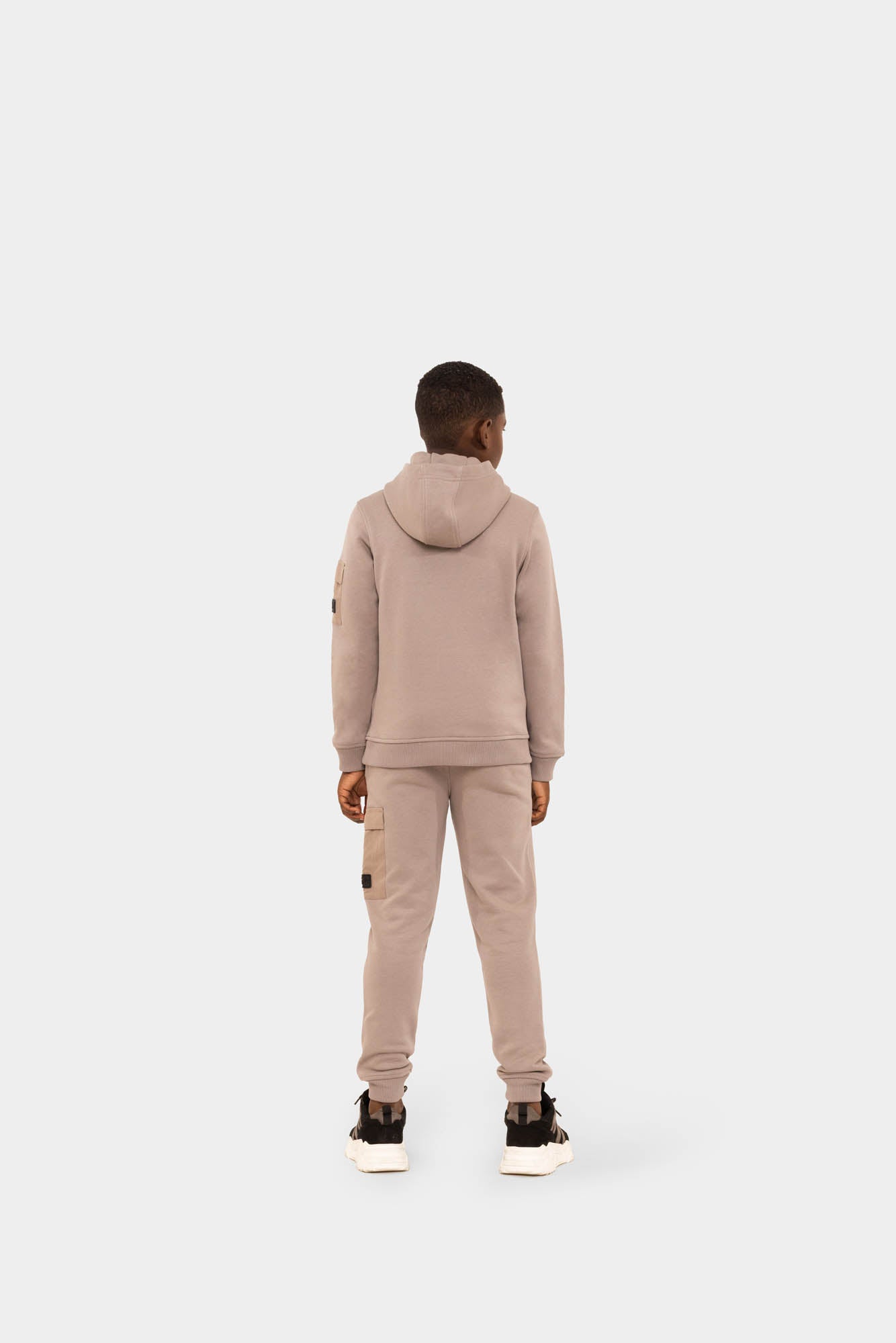 Malelions Junior Nylon Pocket Hoodie | Grey Brown