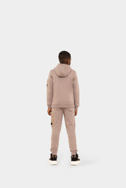 Malelions Junior Nylon Pocket Hoodie | Grey Brown