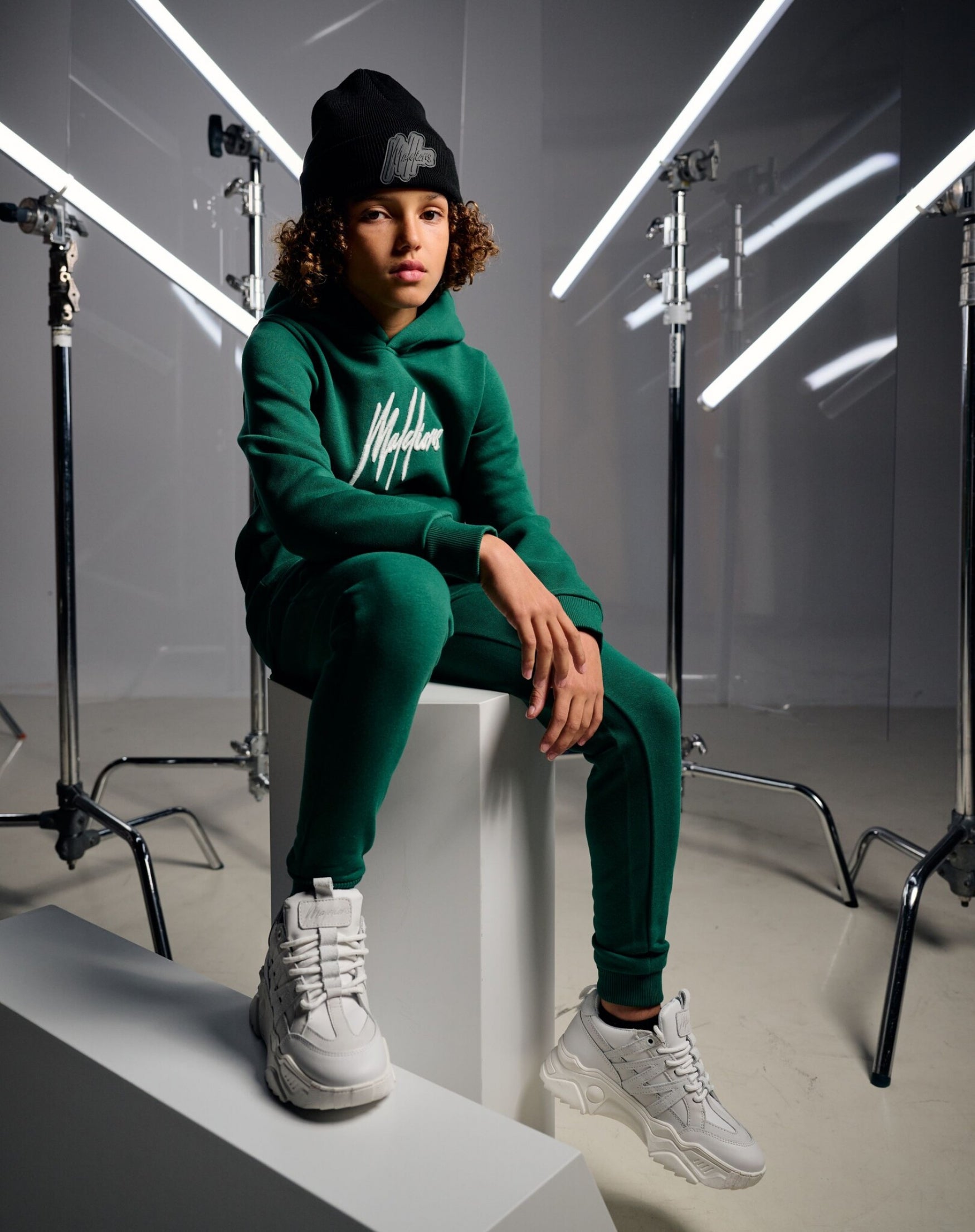 Malelions Junior Signature Tracksuit | Dark Green/White