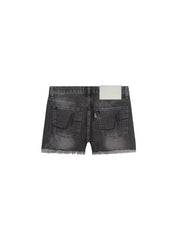 Malelions Women Damaged Denim Shorts | Black