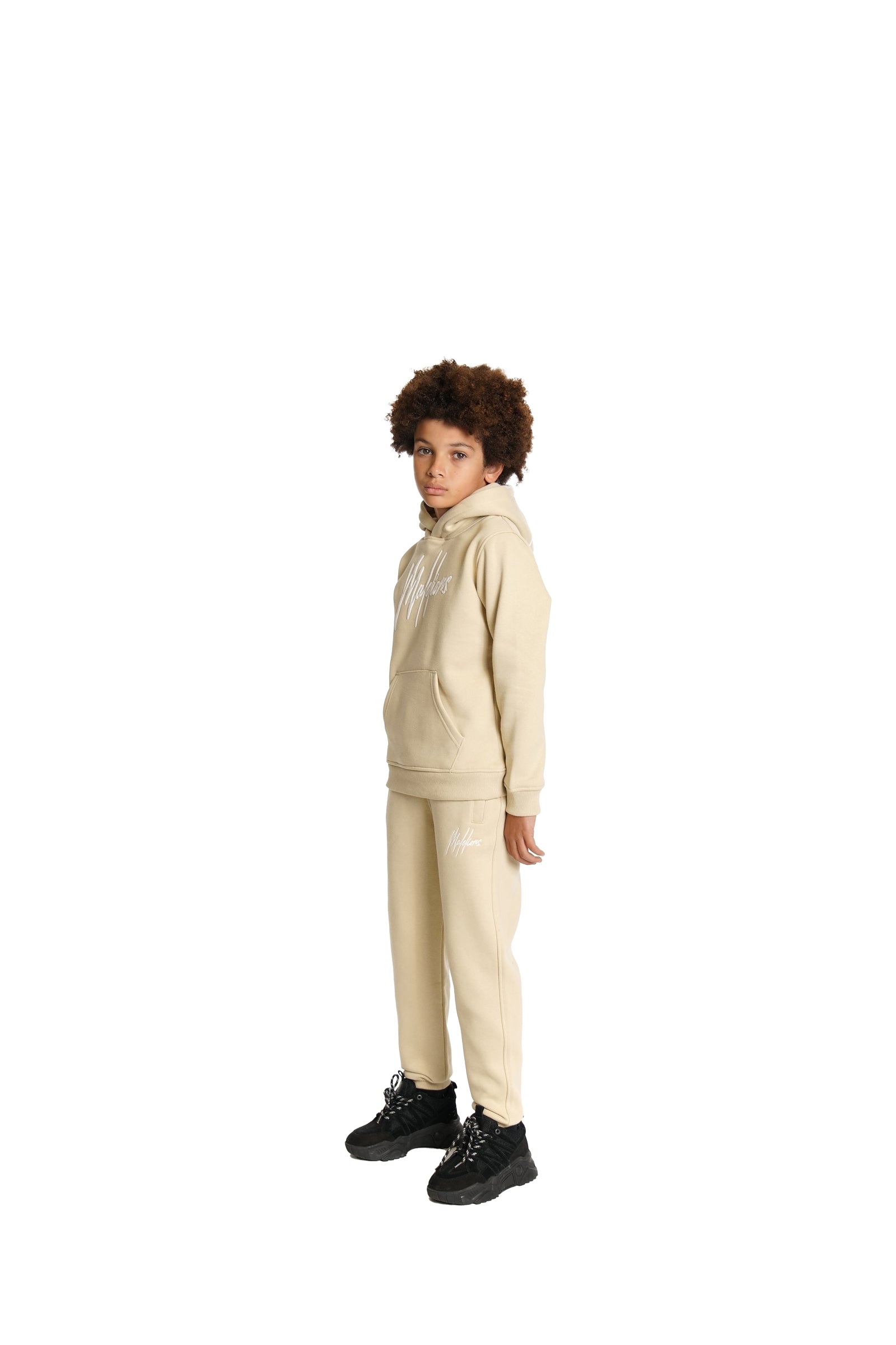 Malelions Junior Essentials Tracksuit | Beige/White