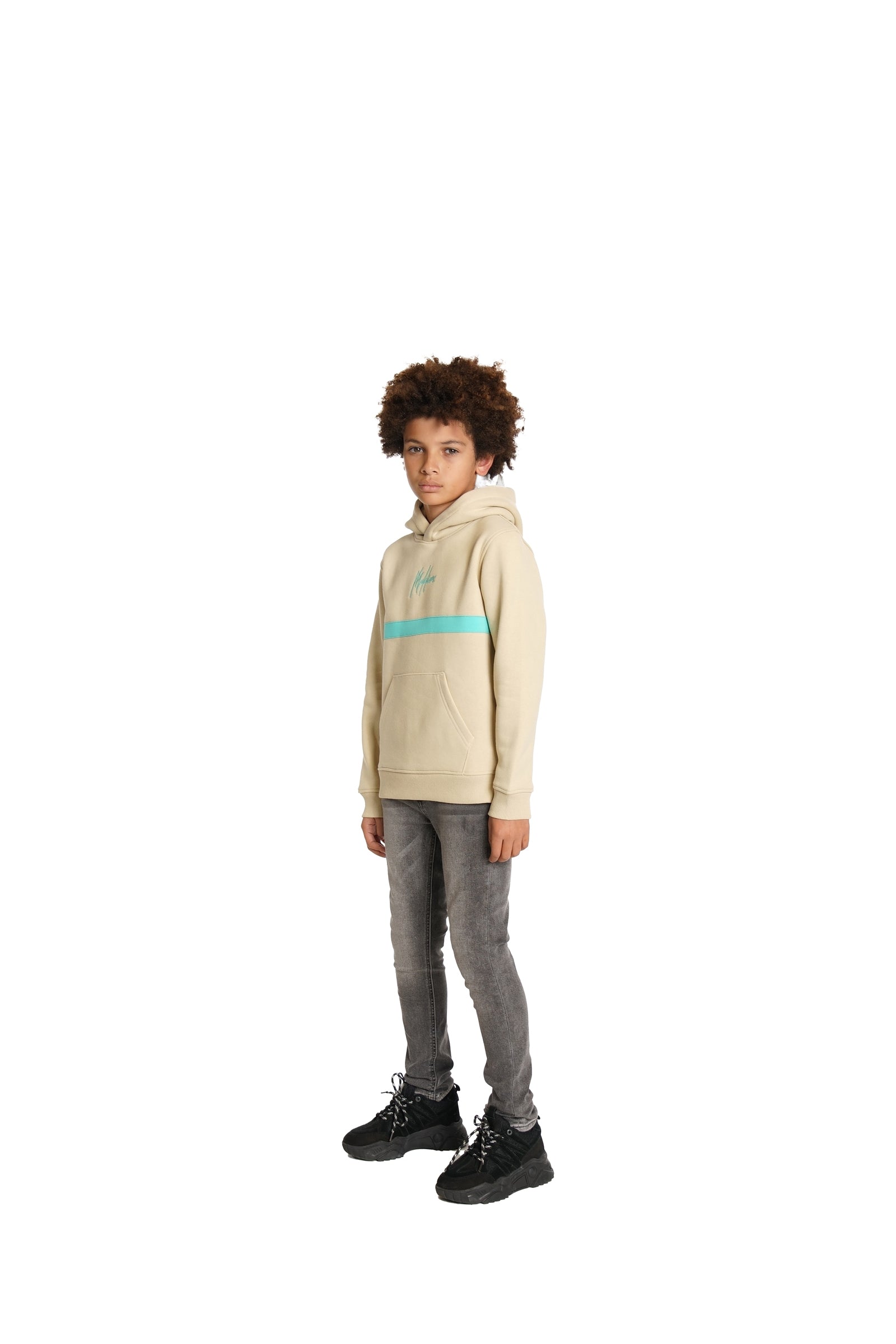 Malelions Junior Tube Hoodie | Beige/Turquoise