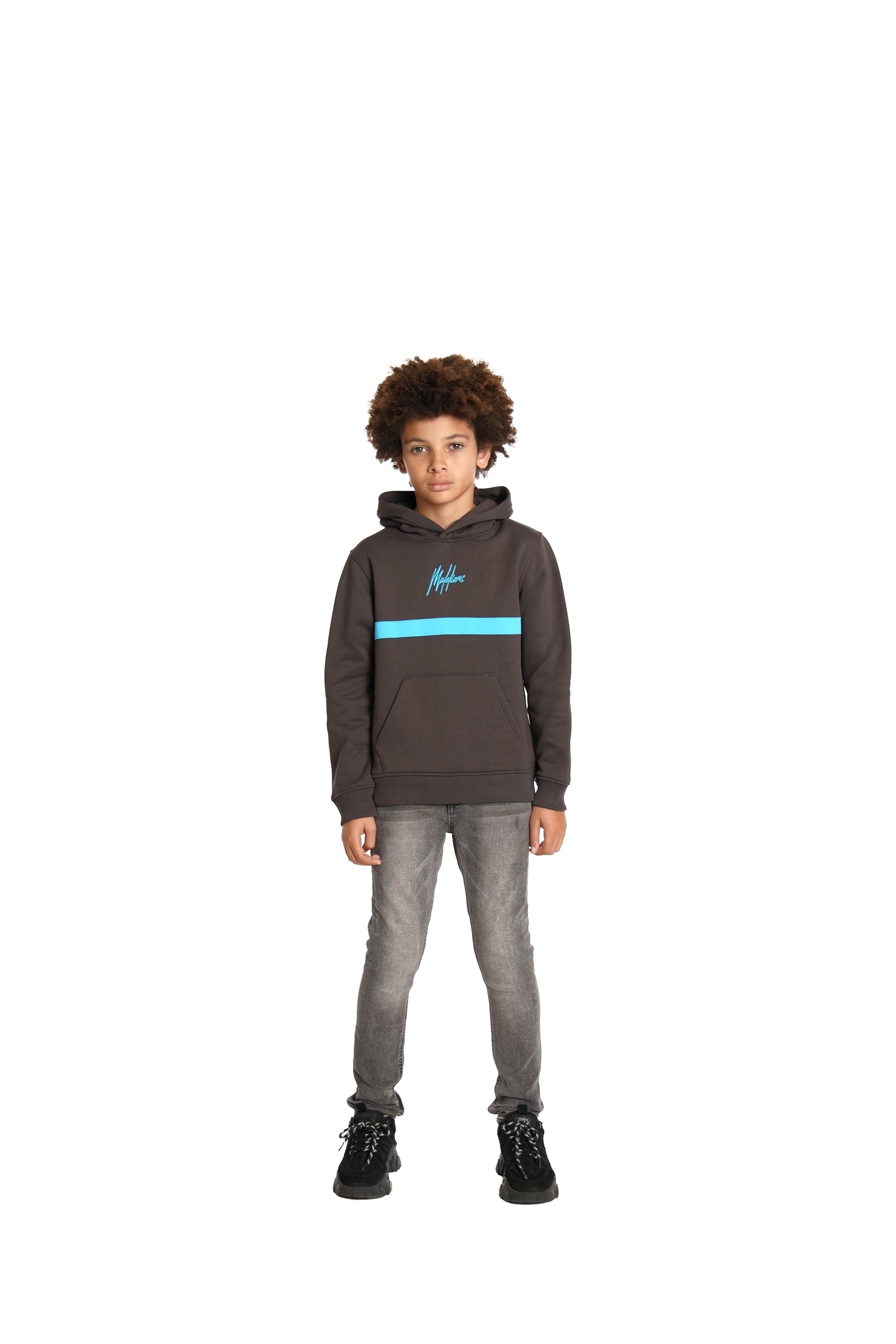 Malelions Junior Tube Hoodie | Graphite/Bright Blue