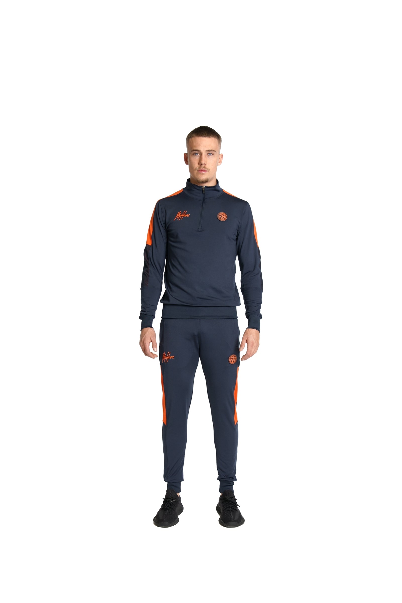 Malelions Sport Transfer Quarter Zip Tracksuit | Navy/Orange