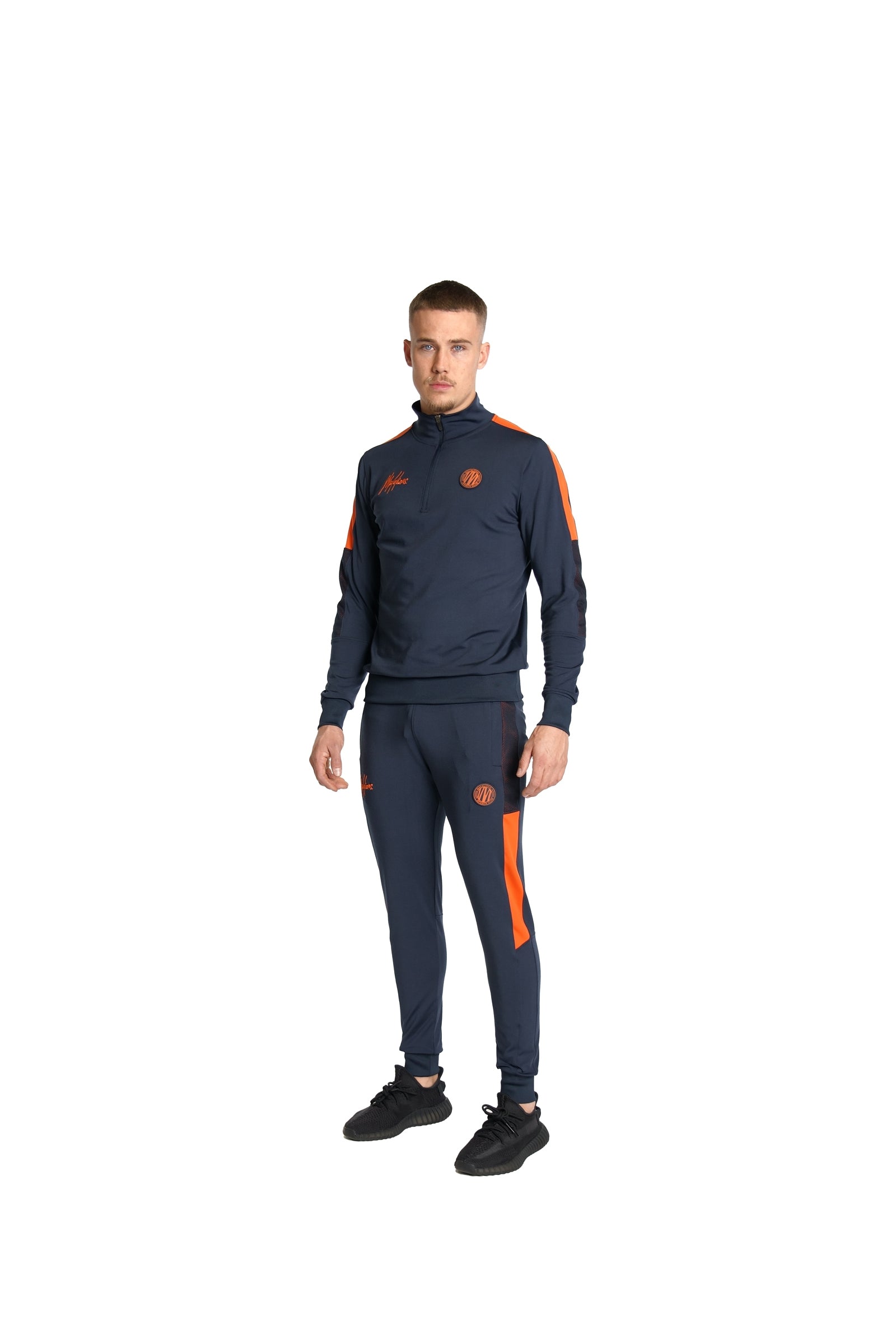 Malelions Sport Transfer Quarter Zip Tracksuit | Navy/Orange