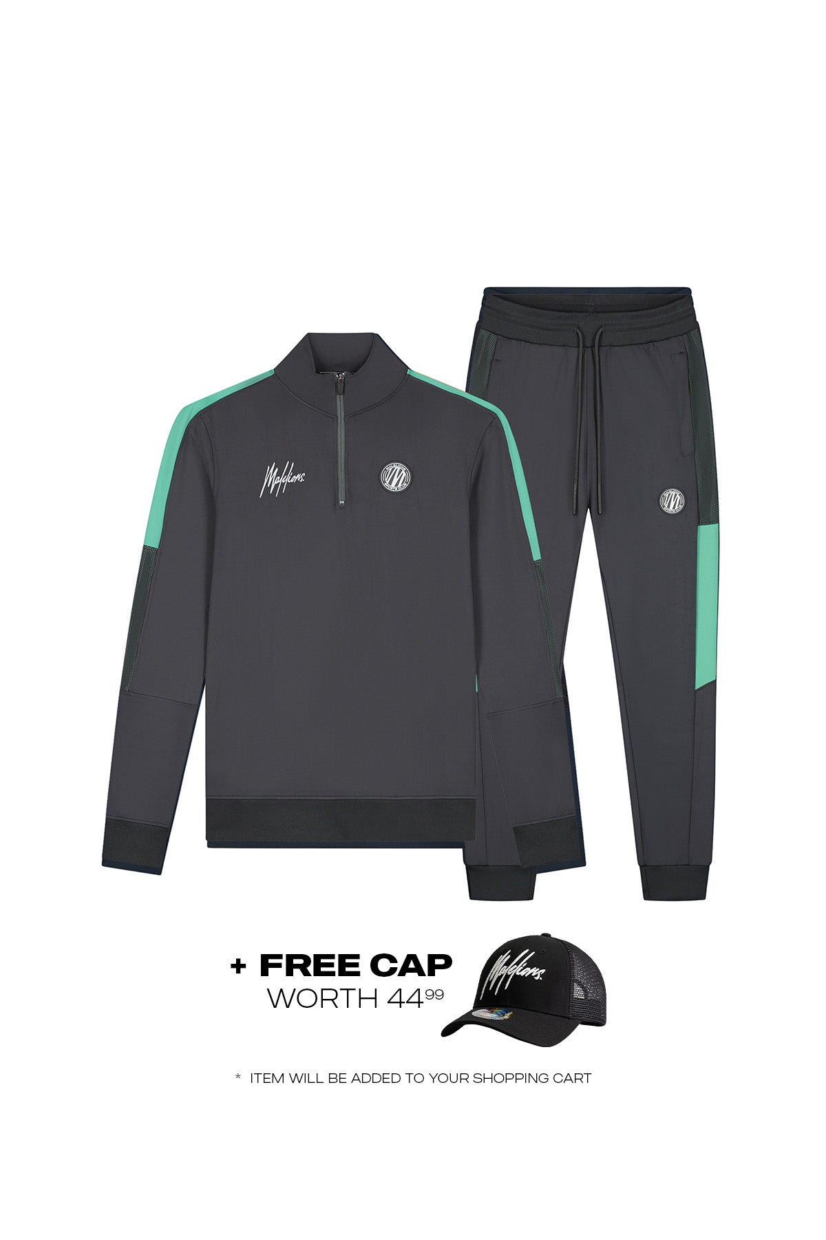 Malelions Sport Transfer Quarter Zip Tracksuit - Antraciet