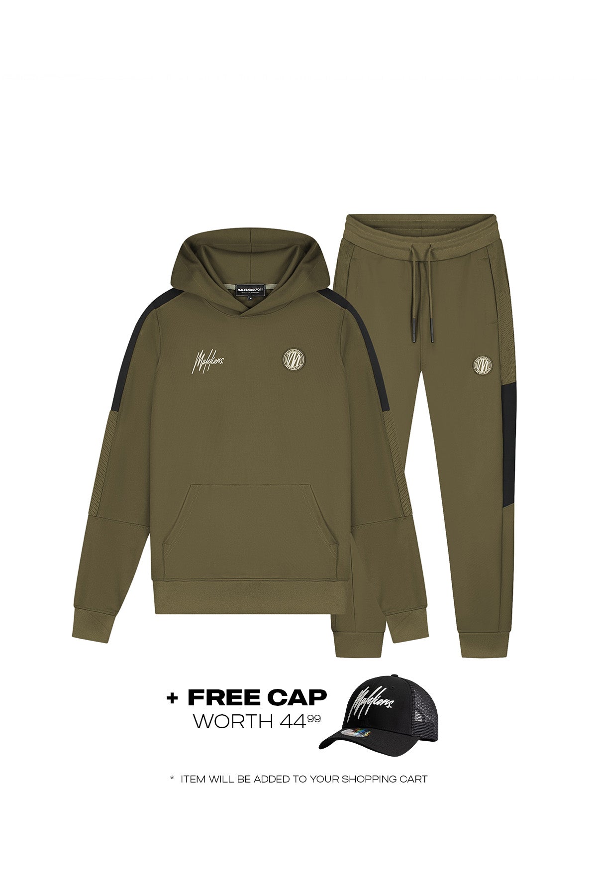 Malelions Sport Transfer Hooded Tracksuit | Army/Black