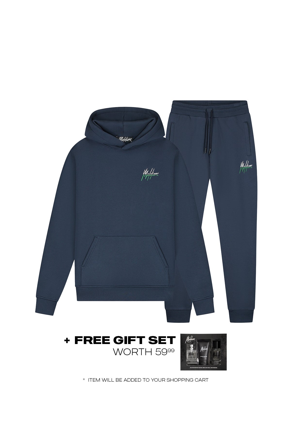Malelions Men Split Tracksuit | Navy/Green