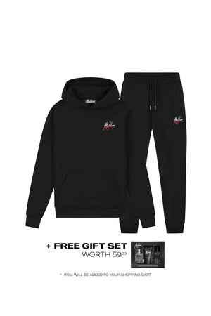 Malelions Men Split Tracksuit | Black/Red