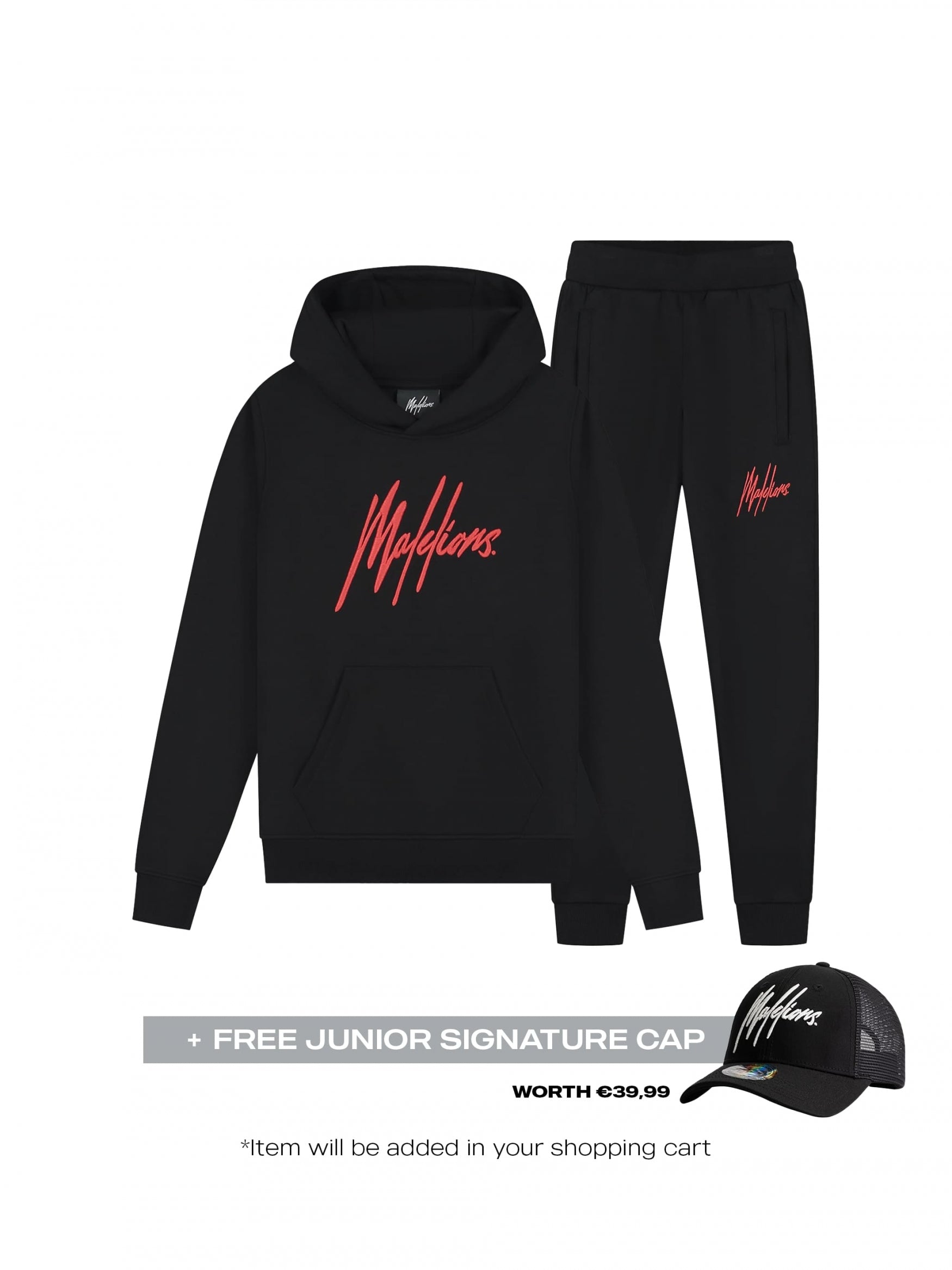  Malelions Junior Essentials Tracksuit | Black/Red