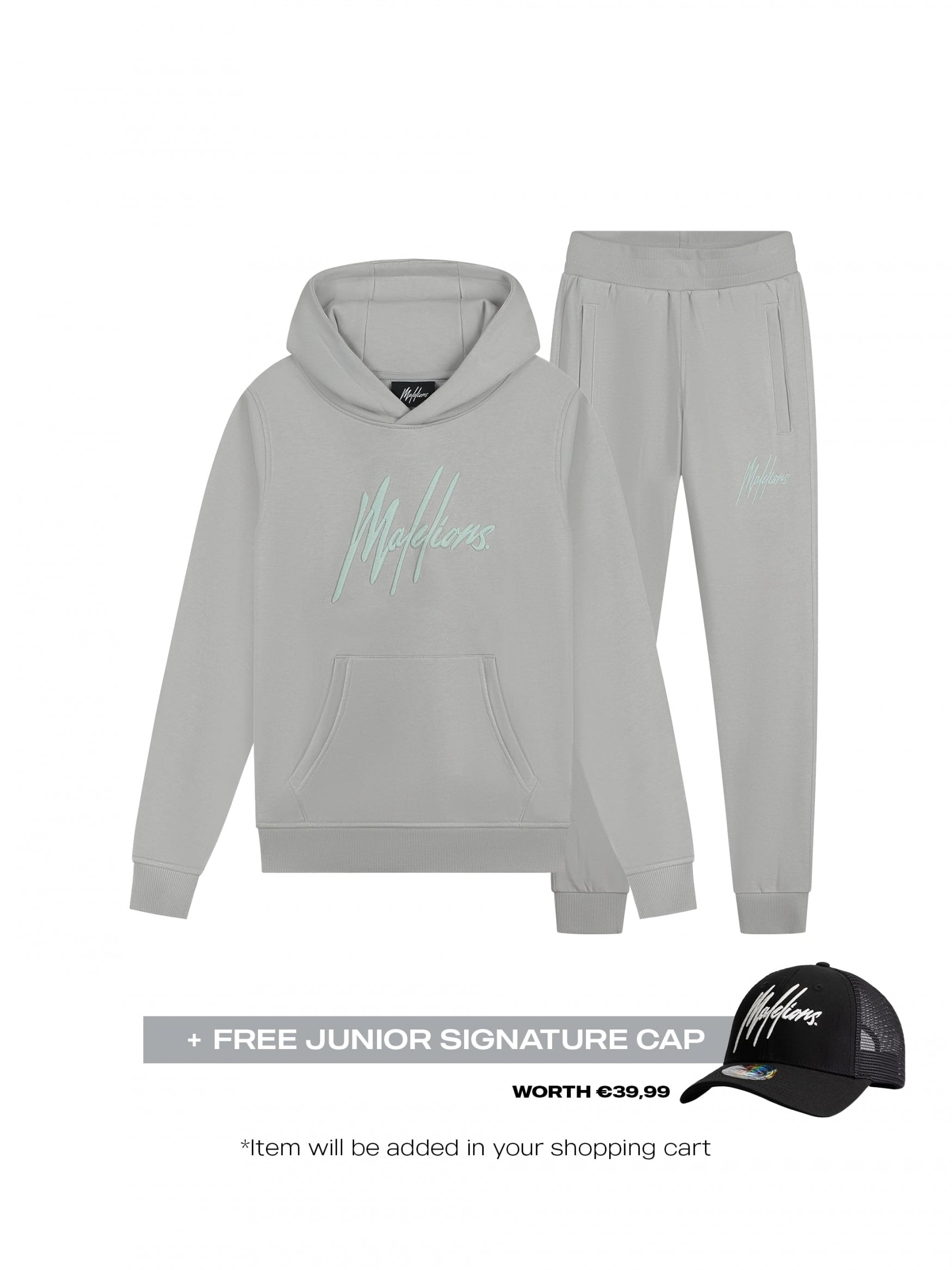  Malelions Junior Essentials Tracksuit | Grey/Light Blue