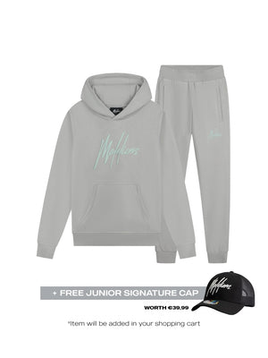 Malelions Junior Essentials Tracksuit | Grey/Light Blue