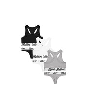 Malelions Women Bralette/String 3-Pack | White/Grey/Black