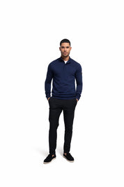 Malelions Men Knitted Quarter Zip | Navy