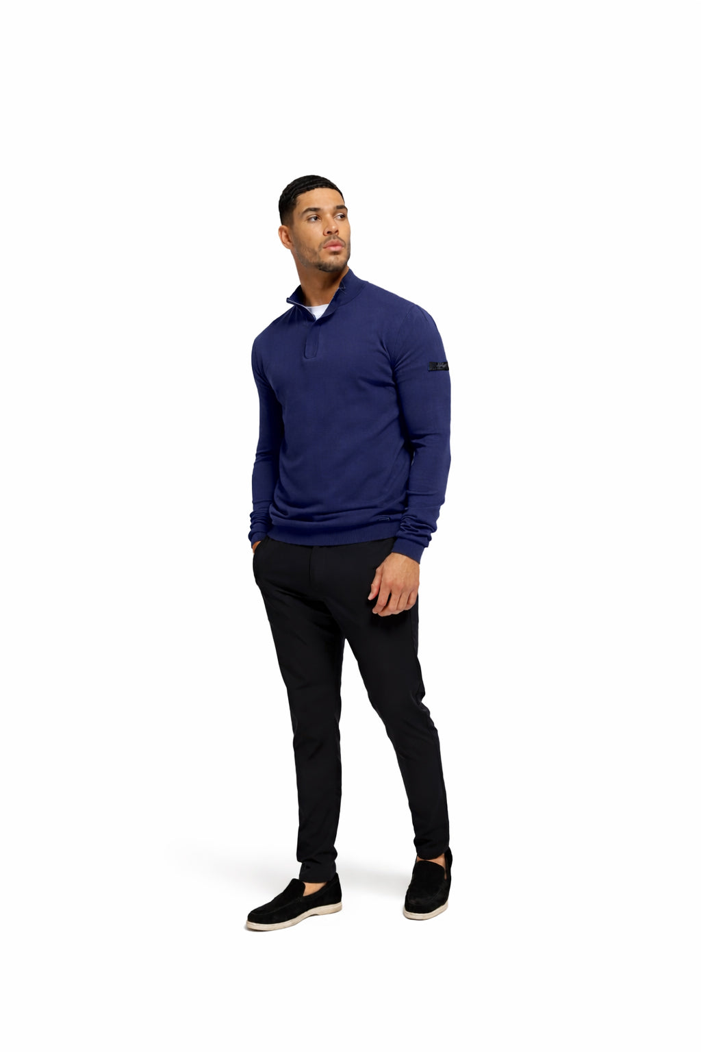 Malelions Men Knitted Quarter Zip | Navy