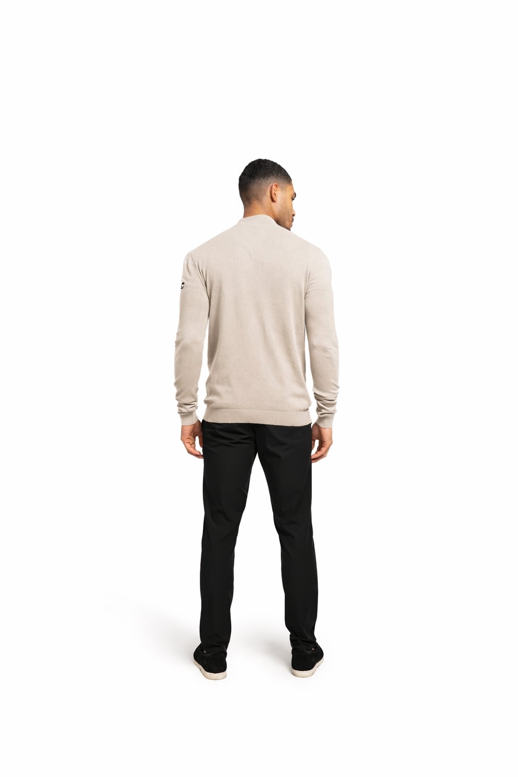 Malelions Men Knitted Quarter Zip | Light Taupe