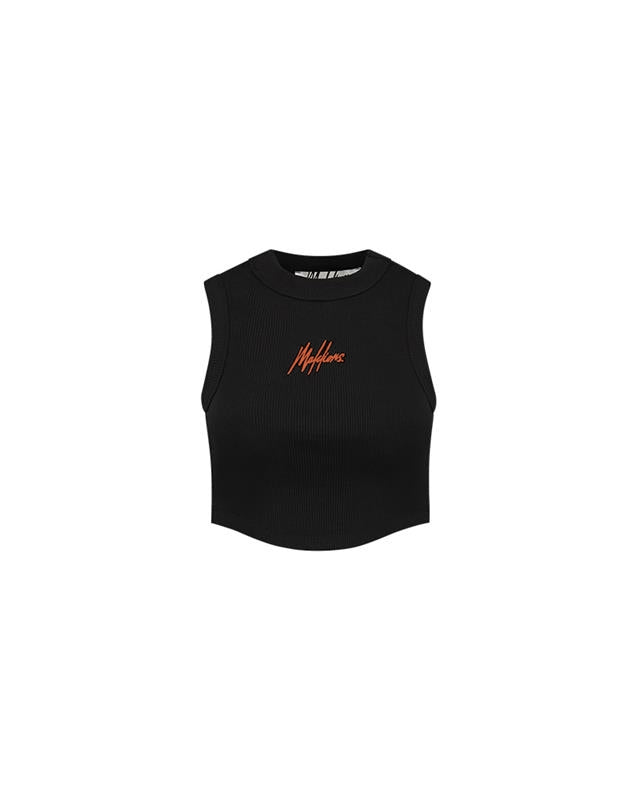  Malelions Women Signature Crop Top | Black/Orange