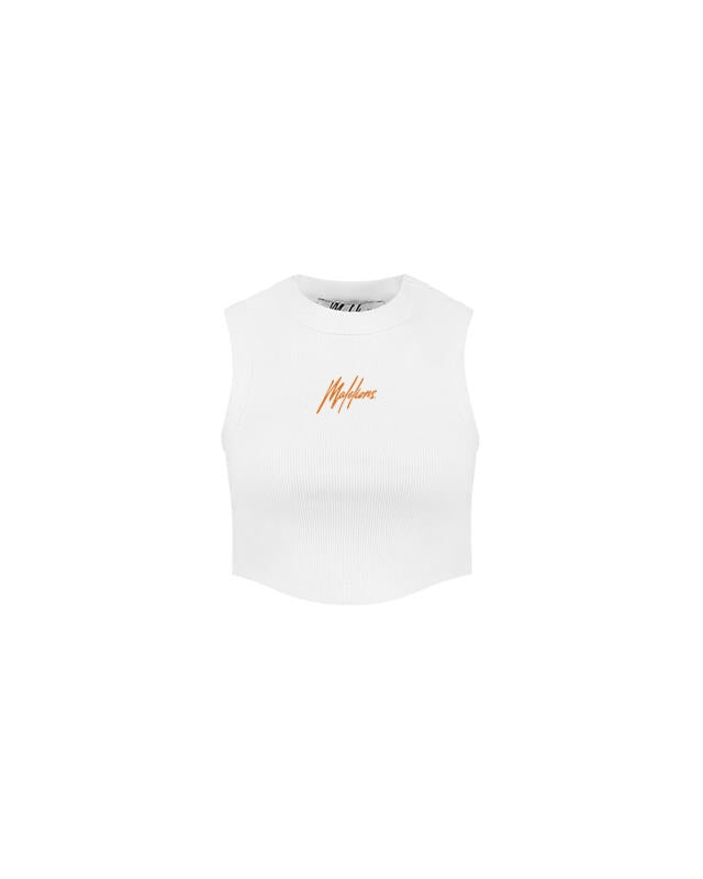  Malelions Women Signature Crop Top | White/Orange