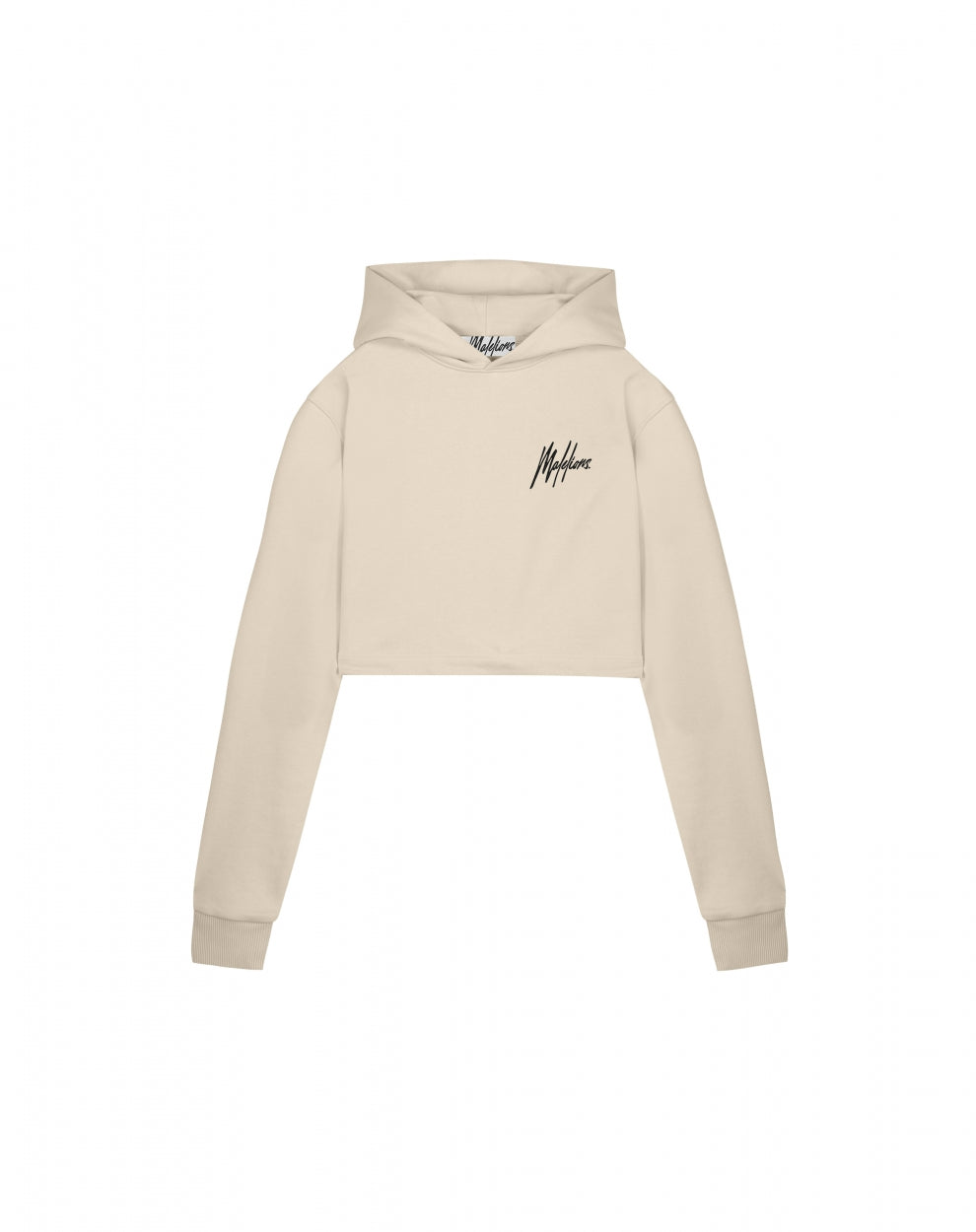  Malelions Women Cropped Globe Hoodie | Beige/Mauve