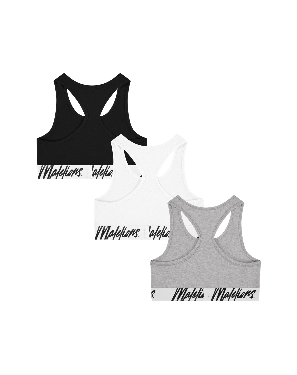 Malelions Women Bralette 3-Pack | White/Grey/Black