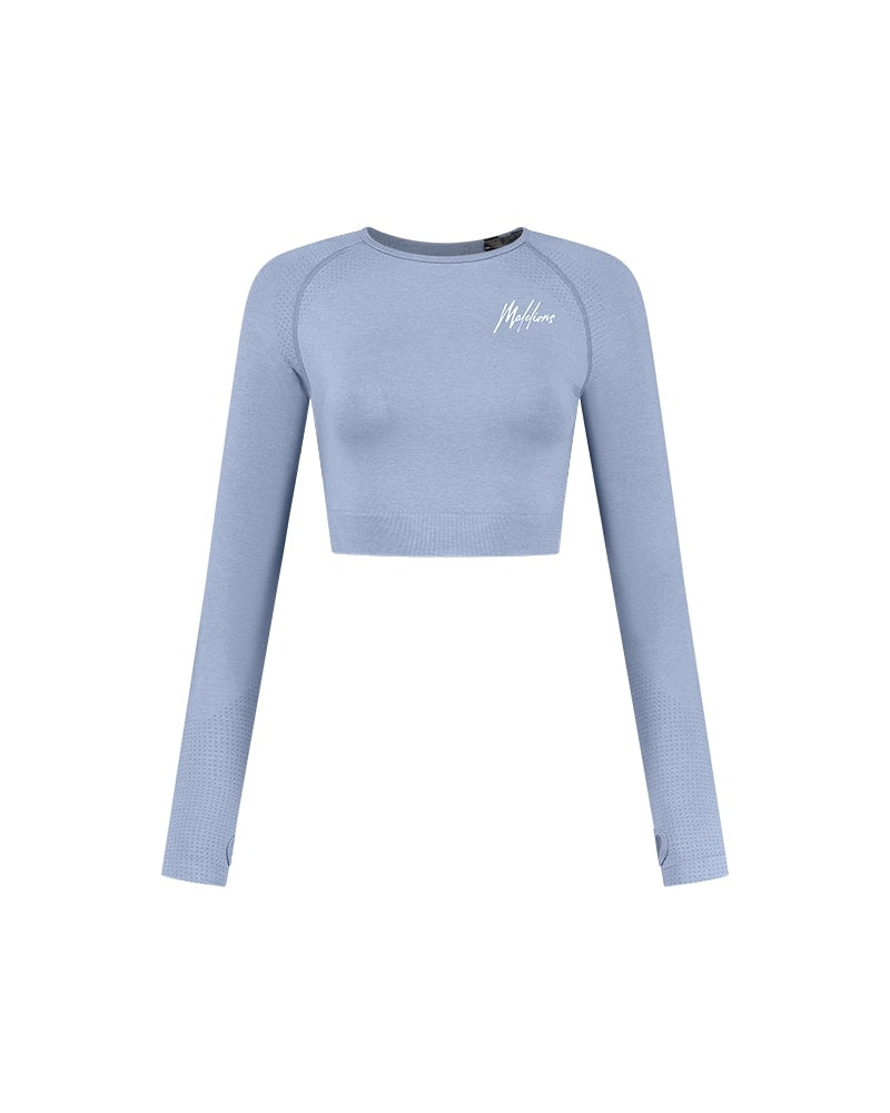  Malelions Women Sport Seamless Crop Top | Blue