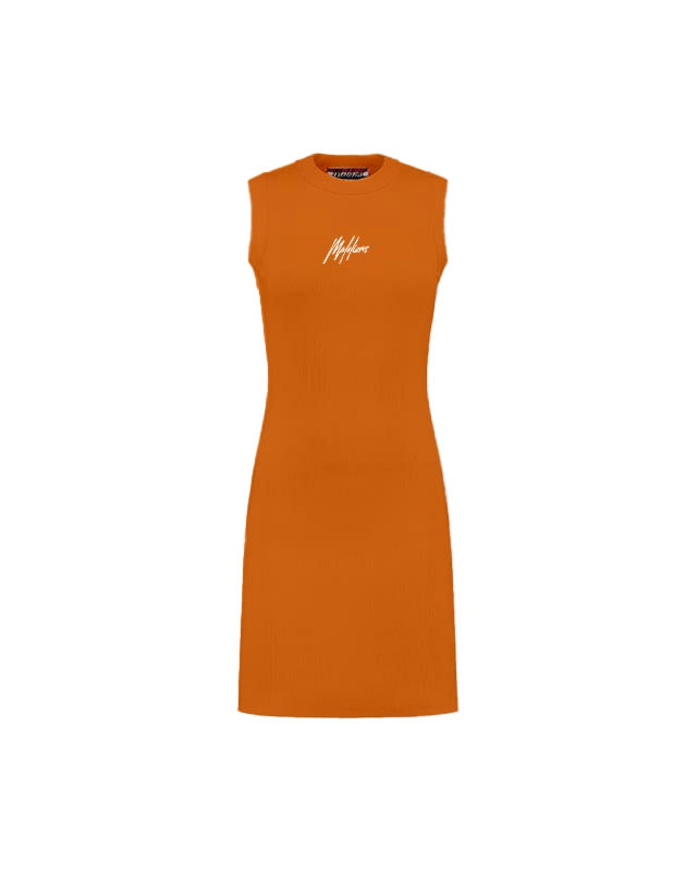  Malelions Women Signature Dress | Orange/White