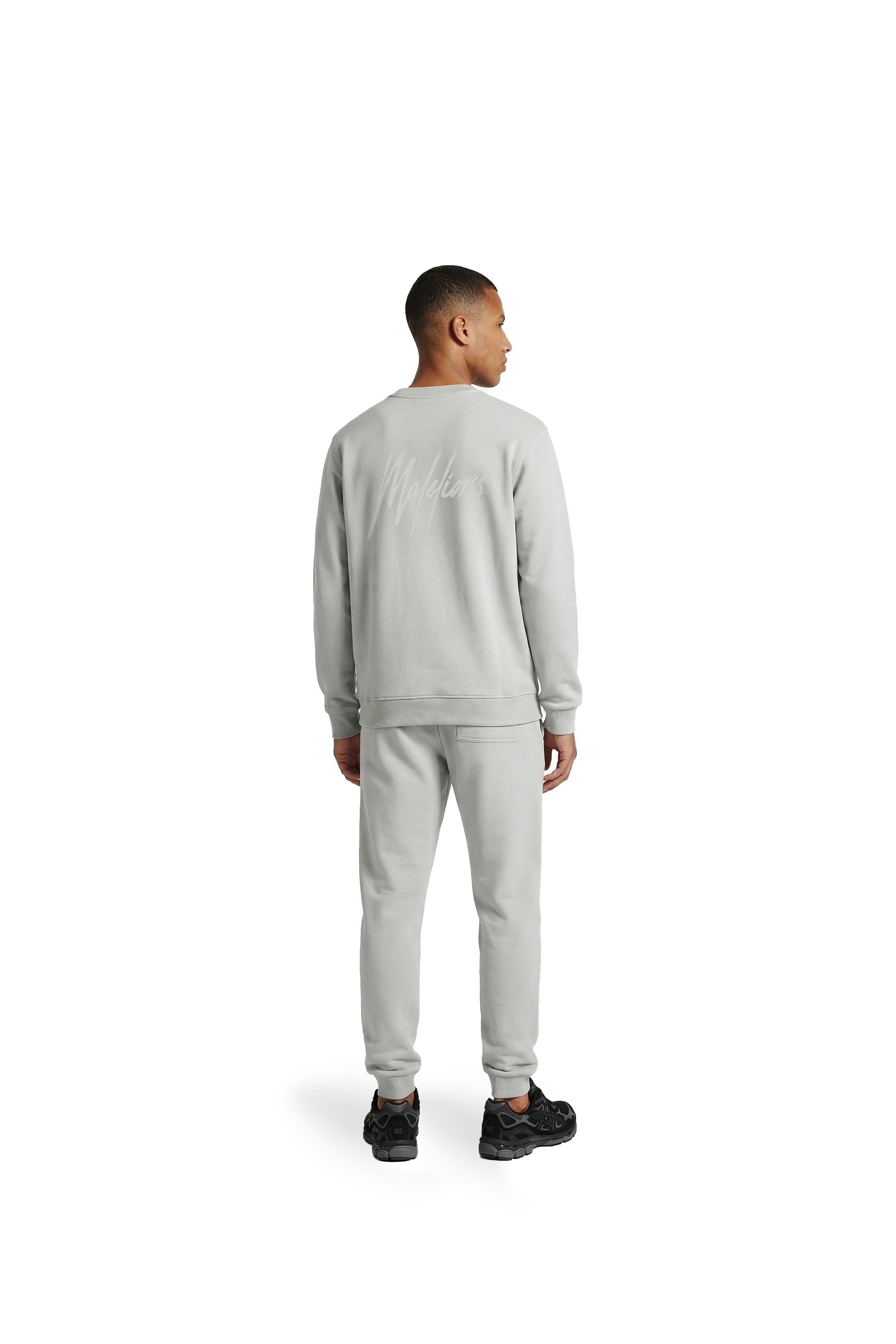 Malelions Men Striped Signature Sweater | Pearl Grey