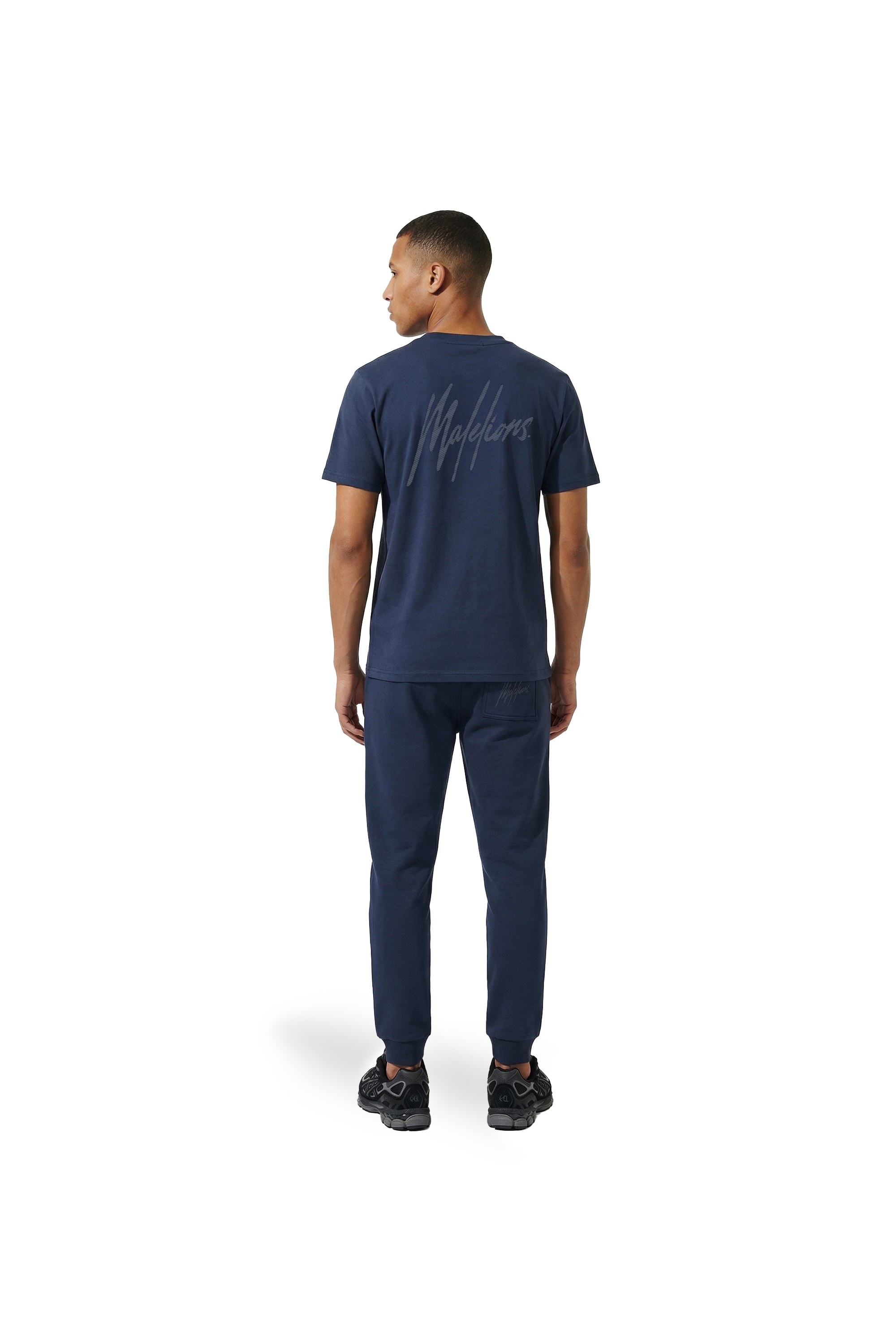 Malelions Men Striped Signature T-Shirt | Navy